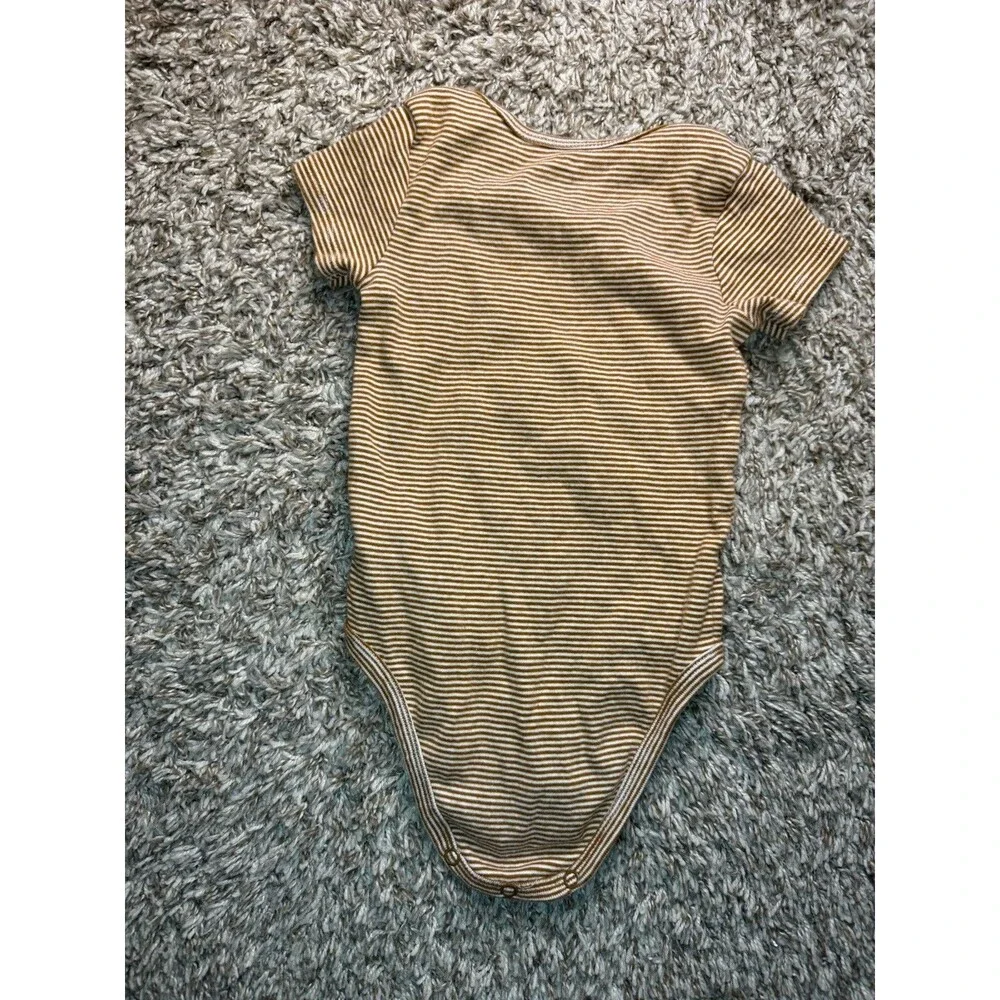 Carter’s Baby Brown White Stripe Bodysuit 18M Short Sleeve Snap Bodysuit